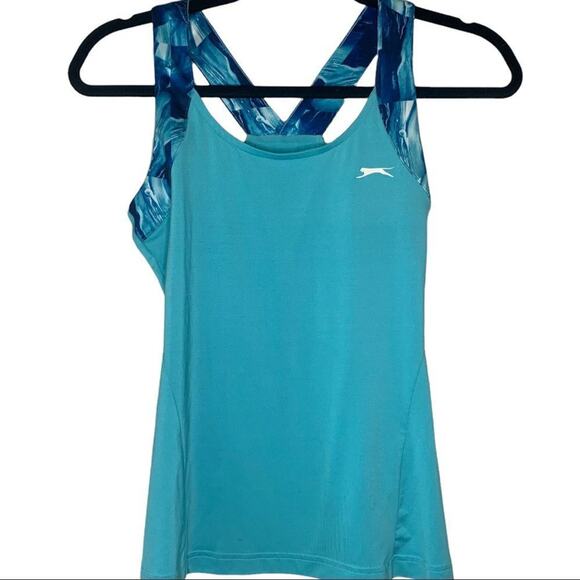 🇺🇸 Slazenger Tank Women's Size Small Tennis Activewear Colorful Blue Stretch - Picture 1 of 6